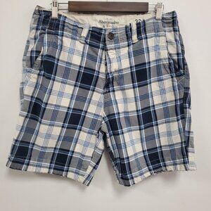 Vintage Abercrombie Fitch Mens Y2K Thick Distressed Plaid Shorts Size 33 Preppy‎